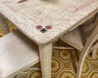 Vintage Whitewashed HOOSIER Table Set with Hidden Leaf