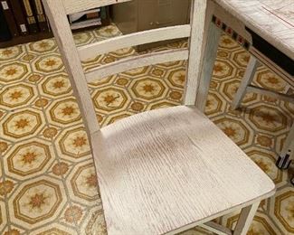 Vintage Whitewashed HOOSIER Table Set with Hidden Leaf