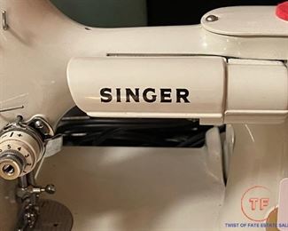 RARE White Singer Featherweight with Original Mint Green Case
