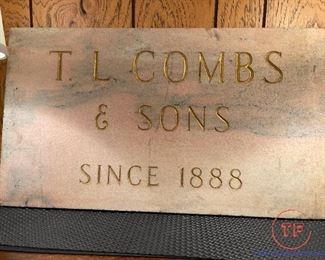 Antique T.L. Combs & Sons Marble Store Front Sign - Omaha Jeweler