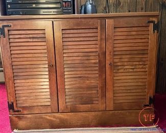 Vintage ETHAN ALLEN Louvered Door Stereo/Record Cabinet
