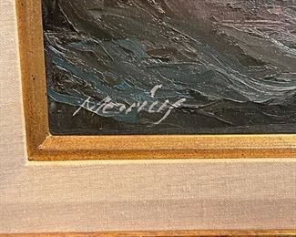 Original Oil on Canvas Seascape Scene - Signed