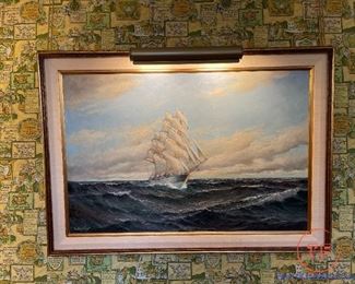 Original Oil on Canvas Seascape Scene - Signed