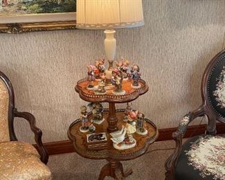 Antique Two Tiered Pie Crust Table with Wood Inlay