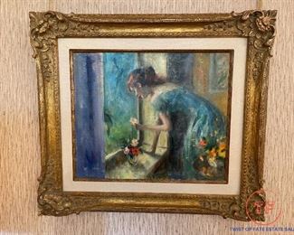 Woman at Window - Oil Painting on Canvas - Signed 