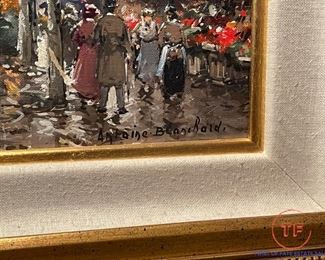 ANTOINE BLANCHARD (France, 1910 - 1988) - Oil Painting on Canvas - Paris Street Scene SPRING - 21 1/2" Tall x 26" Wide