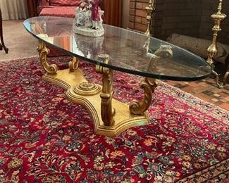 Hollywood Regency Style Oval Coffee Table