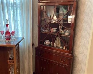 Antique ROCKFORD Mahogany Corner Cabinet