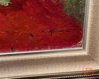 LAJOS REZES MOLNAR (Hungary, 1896 – 1989) - Oil Painting on Canvas - Girl Braiding Her Hair