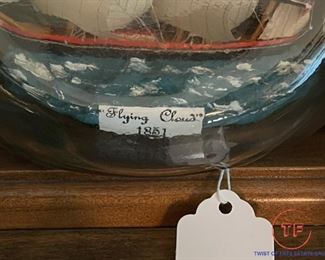 Vintage "Flying Cloud 1851" Ship in Dimple Robin Hood Bottle