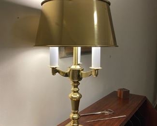 Heavy Brass Desk Lamp with gold metal shade