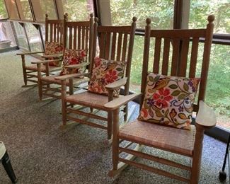 SOLID WOOD ROCKERS WITH WOVEN SEATS