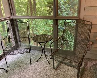 MORE 1960'S MID CENTURY METAL MESH CHAIRS, BOUNCERS, SEETEE, ACCENT TABLES, BAR CARTS