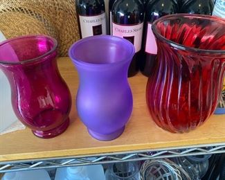 Colored glass vases 