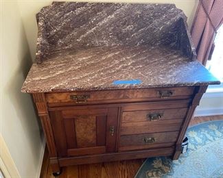 Antique buffet with marble top