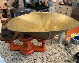 Antique scales with counter weights