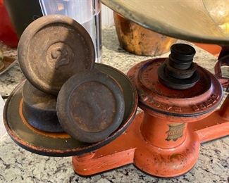 Antique scales with counter weights