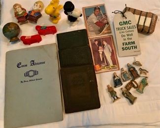 MORE vintage! Baseball cards, miniature china nativity, small toys/figures...