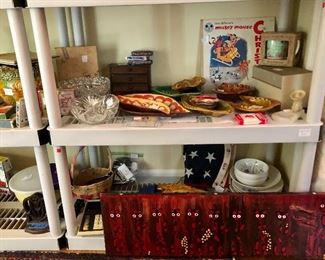 Collection of Treasure Craft and California Originals ashtrays, folk art by Michael Crawfish Mansuter