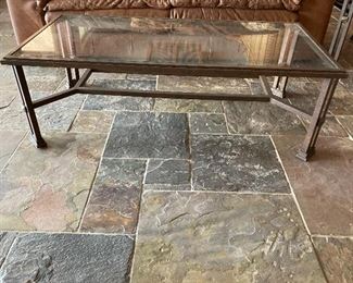 Glass and Iron Coffee Table
