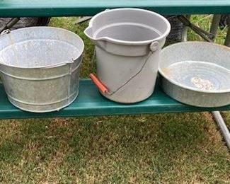 Various Galvanized and Plastic Feed/Water Buckets and Feeders.