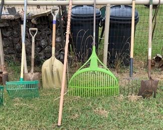 Many Garden and Barn tools.