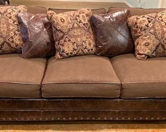 Leather and Fabric Sofa.
