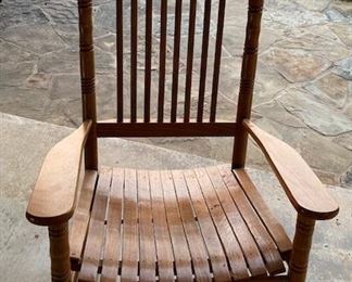 Cracker Barrel Style Wood Rocking Chair.