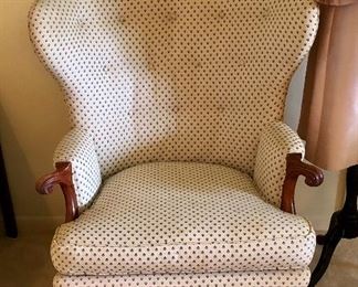 Wide back wing chair.