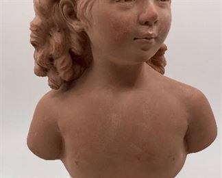 Terra-cotta bust of young girl. Made in France. Purchase in 1963.
