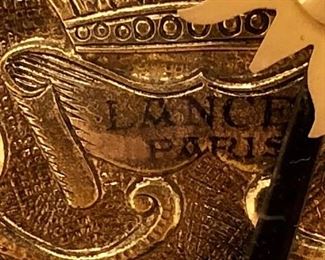 Lancel Paris Art Deco table clock. Winding. Dates 1920-30s. Keeps perfect time with lovely bell chime ringing on the hour and half hour. Gilt bronze. F. Mauthe