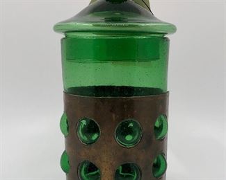 Nanny Still Brutalist Mid Century Modern for Raak, 1960s emerald green glass and copper.