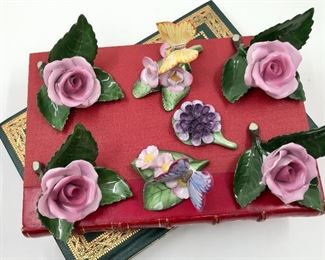 Lovely collection of Herend porcelain roses and butterflies
