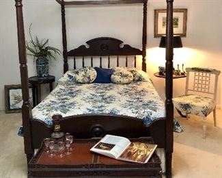 Full size mahogany curved top mahogany bed.  This bed is upstairs. 