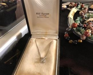Vintage Bill Barnes 14KT Diamond necklace still in box. 