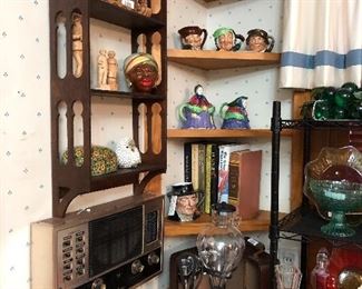 Toby jugs, black americana, Vintage wine drip dispenser.