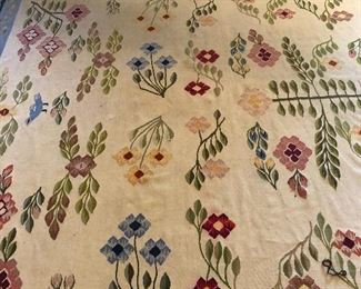 Lovely Flatweave Wool Rug. Armenian signature. 1940s. 13.6 x 10.6