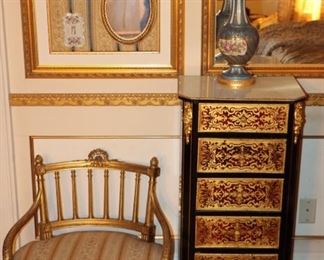 Boullework Night Table and 19th c. side chair