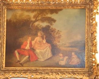 French School- 18th/19th c. Family Gathering- oil on board