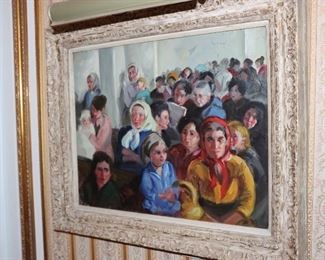 Susan Ricker Knox (American, 1875-1959)  "Gathering of Bohemians" Oil on artist board