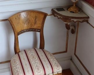 Circa 1825 Biedermeier Walnut and Part Ebonized Side Chair