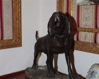 Leon Bureau (French, 19th c.) "Baying Hound" Bronze
