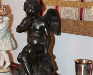 Falconnet (French, 19th c.) "Cupid at Rest" and a rouge royal marble base