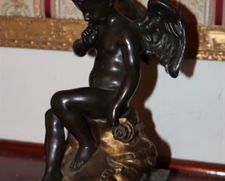 Falconnet 19th/20th c. "Cupid at Rest" and a green marble base