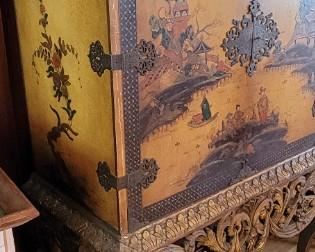 Early Georgian Style Polychrome Painted Cabinet on Stand- Late 19th Century