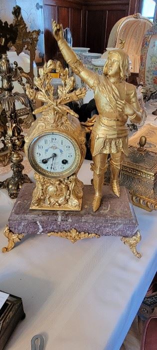 Marble and Brass Mantle Clock