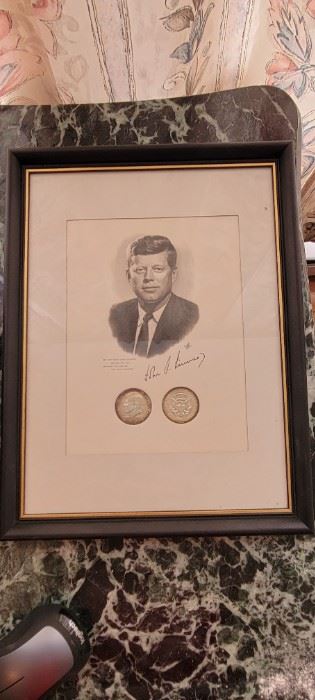 1964 John F. Kennedy Silver Half Dollar Framed