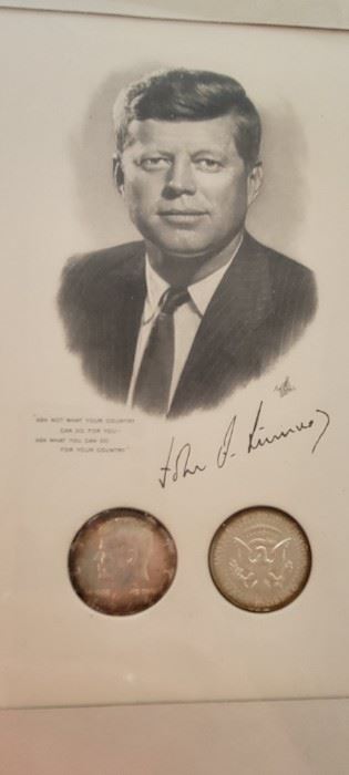 1964 John F. Kennedy Silver Half Dollar Framed