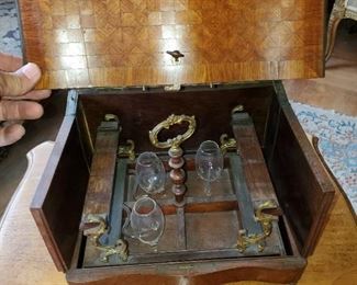 19th century French Parquetry Tantalus Bar