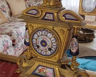 19th c. Mantle Clock with Porcelain and Enamel 